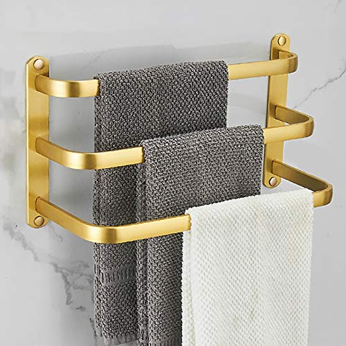YTXWZ Porta Asciugamani Bagno Adesivo, Portasciugamani da Parete Realizzato in Alluminio, 3-Tiers Porta Salviette Cucina Oro, Impermeabile, anticorrosivo e Resistente alla ruggineGold 50cm/20in