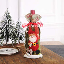 Amosfun Christmas Wine Bottle Cover Wine Bottle Gift Bags Drawstring Christmas Pattern for Xmas Holiday Bottle Dress Up Table Decoration (Rustic Style Santa Claus)