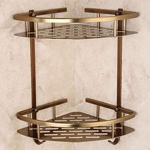 LiuliuBull W Scaffali da Bagno a 2 Livelli Materiale in Ottone Antico con Accappatoio Gancio Bagno Basket Basket Bagno da Parete Mensola angolare