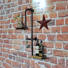 YAeele Cremagliera del Vino, Tubo di Ferro battuto Loft Parete in Legno massello Vino Rack Vino Appeso Bar Rack, Stand di Esposizione