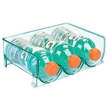 mDesign Set da 2 Portabottiglie vino e acqua – Scaffale portabottiglie da appoggio per un totale di 6 bottiglie – Mensola portabottiglie impilabile in plastica senza BPA – blu