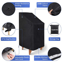 SAFETYON Copertura per Sedie da Giardino 2 Pcs, Copertura Mobili Giardino Impermeabile Anti-UV in Tessuto Oxford, Fodera Sedie Giardino con Orlo e Fibbie, Copertura Sedie Esterno 75*75*120cm, Nero
