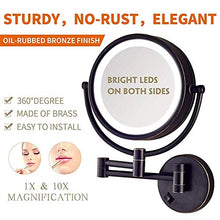 DIELUNY Specchio per Il Trucco Specchio per Trucco a LED a Parete Specchio per Trucco 10X, Specchio da Barba Pieghevole da 8 Pollici, Specchio cosmetico da Parete Estensibile bifacciale per Bagno