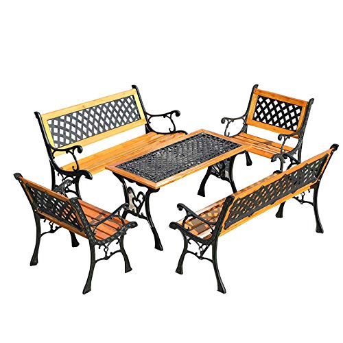 GaoF Panchina da Giardino per terrazza, panchina ricreativa con Schienale e braccioli con Motivo a Rete, sedili in Legno massello anticorrosivo e mobili da Giardino con Struttura in