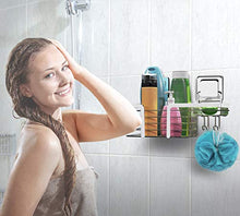 Mensola Portaoggetti da doccia senza foratura no buchi rettangolare muro | acciaio inox | ripiano scaffale per bagno con adesivo magico cestello organizer vassoio organizzatore