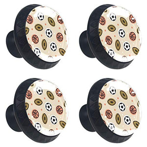Set di 4 maniglie rotonde per armadio da cucina, credenza, cassettiera, cassettiera, con viti, per cucina, comò, armadietto, bagno, armadio, pallacanestro e calcio