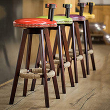 XEWNEGTZI Sgabello da Bar Rotante Sedie da Bar con Schienale Basso, Gambe in Legno Massello E Cuscino in PU, Sgabelli Alti per Colazione in Cucina, Carico 150 kg (7 Colori)(Color:Marrone)