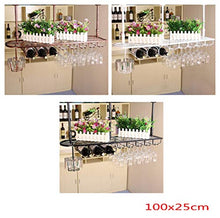 Porta Bicchiere di Vino Portabottiglie da Vino Sospeso Supporto in Vetro per Soffitto in Ferro Battuto Rack Calice Rovesciato Scaffale Decorativo Bar Ristorante Soggiorno Cucina （Nero/Marrone/Bianco）