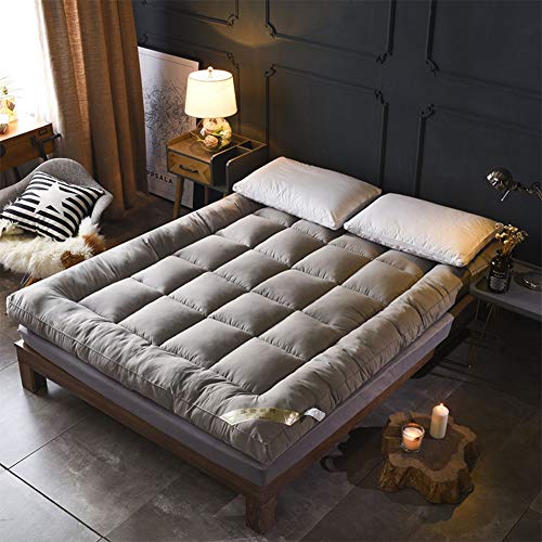 GJJSZ Tappetino futon Tradizionale Giapponese Spesso,Pieghevole materassino Trapuntato a Terra,Piuma coprimaterasso coprimaterasso Imbottito coprimaterasso Grigio