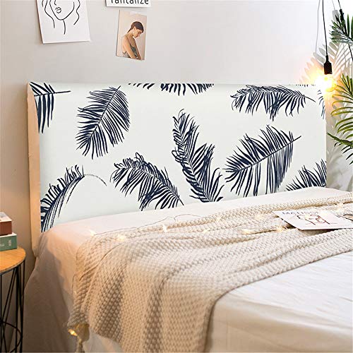 Fansu Copertura Testiera Letto Singolo/Matrimoniale, Stampa Piante Elastica Antipolvere All-inclusive Copertura per testiera per Letto, Decorazione per Camera da Letto (Semplicità,150cm)