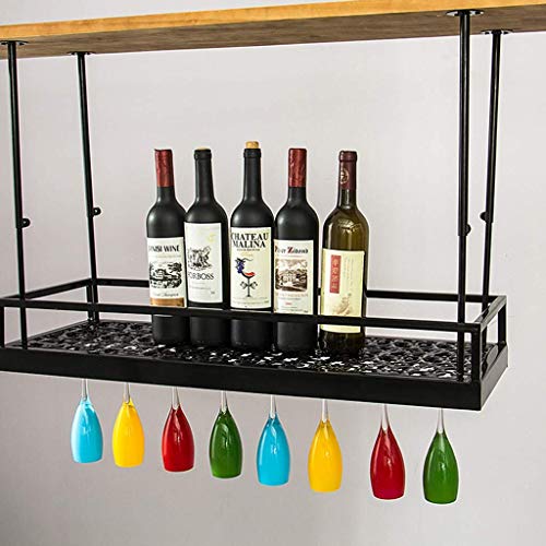 KELITINAus Supporto Di Vetro Di Vino Upside Down Wine Rack Regolabile Rustico Ferro Hanging Calici Rack Decorazione Del Soffitto Mensola per Bar Ristoranti Cucine Rack,100 cm (39.4In),100 cm (39.4In)