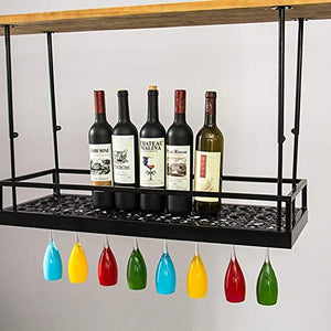 KELITINAus Supporto Di Vetro Di Vino Upside Down Wine Rack Regolabile Rustico Ferro Hanging Calici Rack Decorazione Del Soffitto Mensola per Bar Ristoranti Cucine Rack,100 cm (39.4In),100 cm (39.4In)