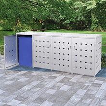 Tidyard Copribidone per Spazzatura Quadruplo per 4 Bidoni in Acciaio Inox da Giardino per Esterno,Copribidone da Giardino per Esterno,Copribidone in Acciaio,Copribidone in Metallo 276x77,5x115 cm