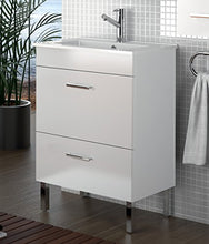 Yellowshop - Mobile Mobiletto da Bagno in Legno Cm 60 Completo di Lavabo in Porcellana E Specchiera Arredo Moderno Modello Almagro 600 (Bianco)