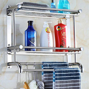 Mensola Portasciugamani,Portasciugamani da bagno in acciaio inossidabile SUS 304, portasciugamani a parete con ganci, mensole da bagno, mensole da cucina, portasciugamani da bagno-B-50cm