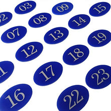 Targhetta con numero dotata di nastro adesivo, per armadietto e porta, colore blu, numeri da 01 a 50