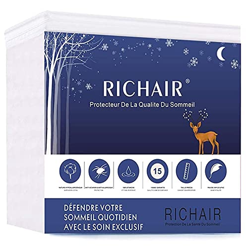 RICHAIR - Coprimaterasso Singolo Impermeabile 80x160 cm Bambini Proteggi Materasso Fino a 30 cm, Tessuto Cotone Oeko-Tex, Super Morbido & Traspirante, Anallergico, Antiacaro,Antibatterico