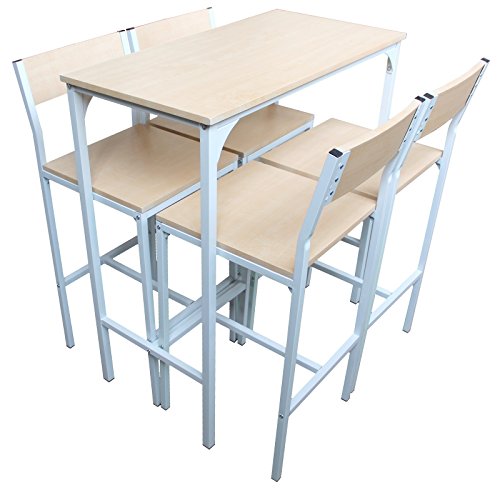 yelloo MOD. JESOLO Set Tavolo Bar e 4 SGABELLI Bianco H.96cm Arredamento Mobili Casa