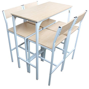 yelloo MOD. JESOLO Set Tavolo Bar e 4 SGABELLI Bianco H.96cm Arredamento Mobili Casa