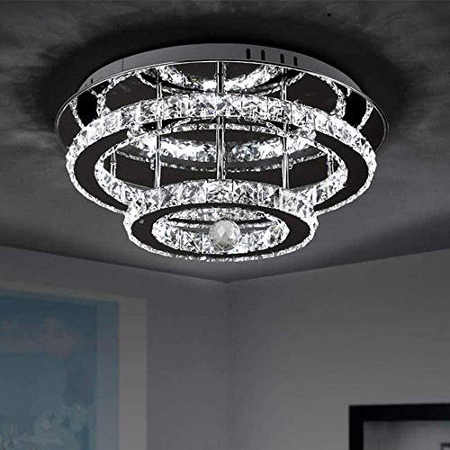 Lampadario Classico in Cristallo Plafoniera LED Soffitto Lampadari Moderni Lampadario da Soffitto Cristallo Moderno Lampada Plafoniera 36W Bianco freddo per soggiorno camera da letto corridoio cucina