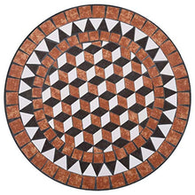 Tidyard Tavolo/Tavolino da Giardino Rotondo Mosaico in Ferro e Ceramica Marrone Nero,Tavolo Rotondo da Balcone Mosaico,Tavolo da Esterno Rotondo Mosaico,Tavolino da Giardino Rotondo Mosaico 61x72 cm