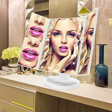 SeaNpem - Specchio da trucco a 22 LED, con ingrandimento 3X/2X e touch screen, per controsoffitto, ad alta definizione, per bagno o camera da letto, con rotazione di 180° bianco