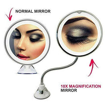 Specchi per Trucco Specchio ingranditore 10X Vanity Rotazione 360 Ventosa Specchio Flessibile Bagno Pieghevole a LED Specchio per Trucco Regolabile
