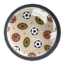 Set di 4 maniglie rotonde per armadio da cucina, credenza, cassettiera, cassettiera, con viti, per cucina, comò, armadietto, bagno, armadio, pallacanestro e calcio