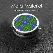 Nova Scotia - Contenitore per pillole rotondo in tartan, 3 scomparti, in metallo, per medicina e vitamine, per viaggi all'aperto