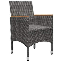 SKM Set Bistrot Giardino 3 pz Polyrattan e Vetro Temperato Grigio (11.4kg) Grigio-8365