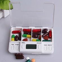 Unial - Scatola per pillole a 4 griglie per medicinali, scatola di immagazzinamento elettronico, per promemoria, medicine, sveglia, timer e pillole