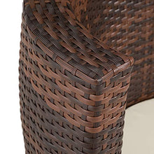 TecTake 800690 Set di Mobili da Giardino o Balkone Poli Rattan e Alluminio, Riponibile in Ovale Formato Salvaspazio, 2 Sedie + 1 Tavolo + 1 Vaso, con Cuscini - Colori Diversi (Marrone | No. 403140)