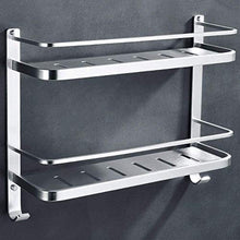 AINIYF Bagno Bagno Doccia Mensola Organizzatore a Parete Punch Libero rettangolo di Alluminio dello Spazio 1/2 Livello Rete Hook Up di Scarico, Argento