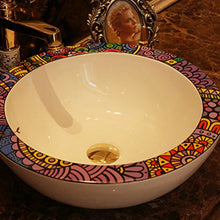 Lavabo da appoggio Lavabo da appoggio rotondo in ceramica in tinta unita in ceramica di colore europeo (46x15cm) Lavandini bagno
