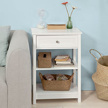 SoBuy® FBT46-W - Comodino da divano, con 1 cassetto e 2 ripiani, colore: Bianco