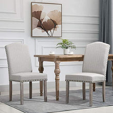 homcom Set 2 Sedie Imbottite Classiche da Salotto e Soggiorno, Rivestimento in Poliestere e Gambe in Legno, Grigio Chiaro, 51x64x99.5cm