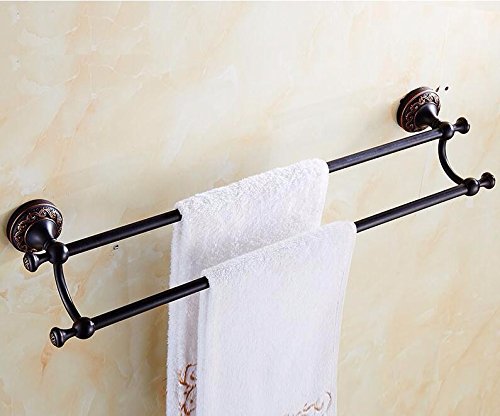 Portasciugamani da parete con doppio portasciugamani a muro Accessori spazzolato Simple Black 50Cm