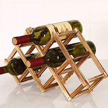 Portabottiglie Vino Pieghevole in Legno, Portabottiglie da Cucina, Espositore per Vino, Portabottiglie Diamond per Bar, Cantina, Armadietto, Dispensa (6 Bottiglie)