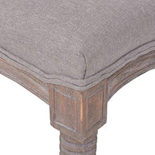 Festnight- Panca in Legno Massello e Lino 150x40x48 cm Grigio Chiaro