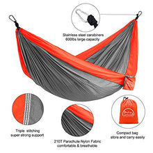 LATTCURE Amaca da Campeggio da Viaggio per 2 Persone Ultraleggera Portatile capacità di Carico 300kg, 270 x140 cm, 2 x Moschettoni 2 x Corde in Nylon, per Esterno Interno Giardino Campeggio,Trekking