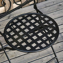 Outsunny Set Tavolo e Sedie da Giardino 3 Pezzi, Mobili da Esterno Pieghevoli in Metallo con Maioliche Colorate