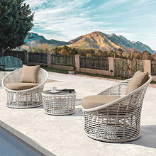 Aimir Set di Mobili da Giardino per Esterni, Sedia da Giardino in Rattan Sedia da 3 Pezzi Tavolo da tè Combinazione Cortile Conversazione per Il Tempo Libero Arredamento per La Casa