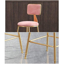YS Sedia Imbottita da Pranzo Cucina con Schienale Gambe in Metallo Dorato Sedile in Velluto con Cuscinetto, Sgabello da Bar,65 cm,65 cm