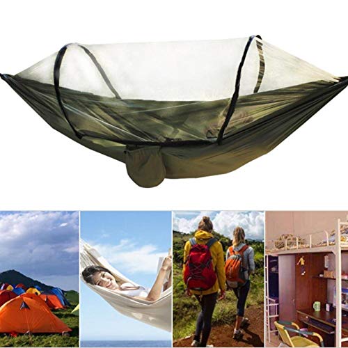 DAUERHAFT Doppio Letto sospeso zanzariera ylon Paracadute Tessuto Altalena Sedia Amaca, per Viaggi in Campeggio(Army Green)