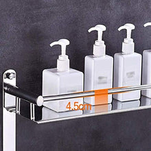 ZLININ Y-longhair Mensola da bagno montata a parete in acciaio inox 304, mensola a 2 ripiani con barra porta asciugamani, organizer per cesta doccia, finito
