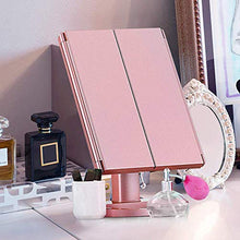 WDEC Specchio Trucco, con 21 LED, Specchio di Vanity Trifold Ruota di 90°, Ingrandimento 1x / 2X / 3X, Lo Schermo di Tocco, Ricarica USB, Luminosità Regolabile, per il Trucco (Oro rosa)