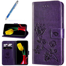 Robinsoni Cover Compatibile con Samsung Galaxy J530 Case Scintillare Glitters Lucido Portafoglio Libro Custodia Retro 3D Rosa Stampato Pelle PU Libretto Cover Foglio Flip Magnetica Fiore Caso, Viola