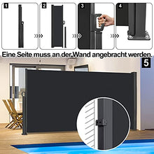 Aufun Tenda da Sole Laterale Retrattile 180x300 cm, Paravento Avvolgibile Esterno, Anti UV Antivento Protezione Privacy Frangivista per Balcone, Giardino, Terrazzo, Antracite