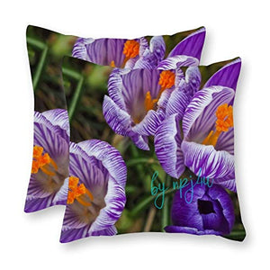 happygoluck1y - Set di 2 federe per cuscini decorativi da giardino, 45 x 45 cm, motivo fiori da giardino