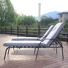 IKAYAA Sdraio da Giardino, Rattan Lettino Prendisole con Cuscino,Set 2X Sedia a Sdraio Schienale Regolabile Giardino Spiaggia Lettino da Sole